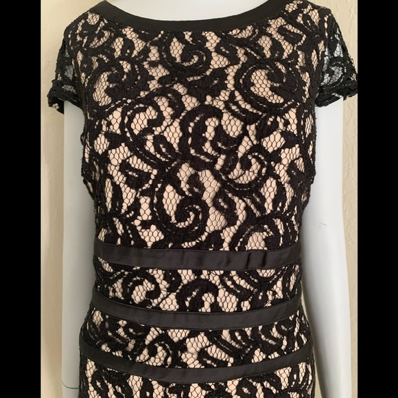 MSK Black Lace Dress Scoop Neck Little Black Dress LBD Party Size 10 - Picture 3 of 15